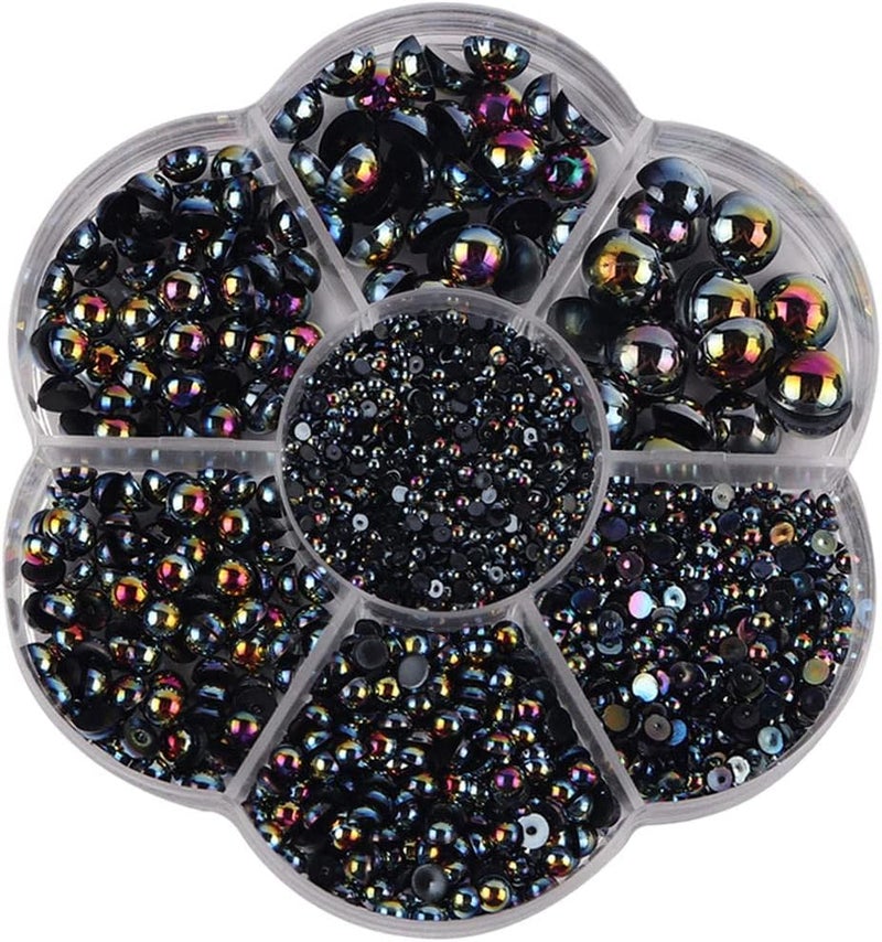 klarako 2800Pcs Half Pearl Flatback Beads Flat Back Loose Bead for Jewelry Making, black - Image 1