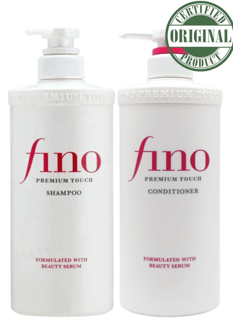 Fino - Shiseido Fitit Fino Premium Touch Moist Shampoo & Conditioner Set 550ml – Deep Moisturizing and Nourishing Hair Care Bundle for Dry and Damaged Hair - Image 1