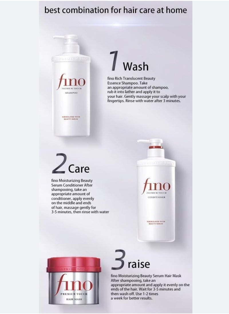 Fino - Shiseido Fitit Fino Premium Touch Moist Shampoo & Conditioner Set 550ml – Deep Moisturizing and Nourishing Hair Care Bundle for Dry and Damaged Hair - Image 1