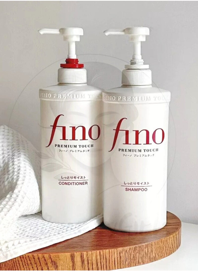 Fino - Shiseido Fitit Fino Premium Touch Moist Shampoo & Conditioner Set 550ml – Deep Moisturizing and Nourishing Hair Care Bundle for Dry and Damaged Hair - Image 1