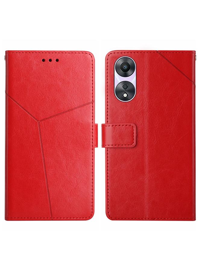 اس-توب جراب لهاتف OPPO Reno8 T 5G/A1 Pro 5G HT01 جراب هاتف جلدي قلاب بنمط على شكل حرف Y - Image 1