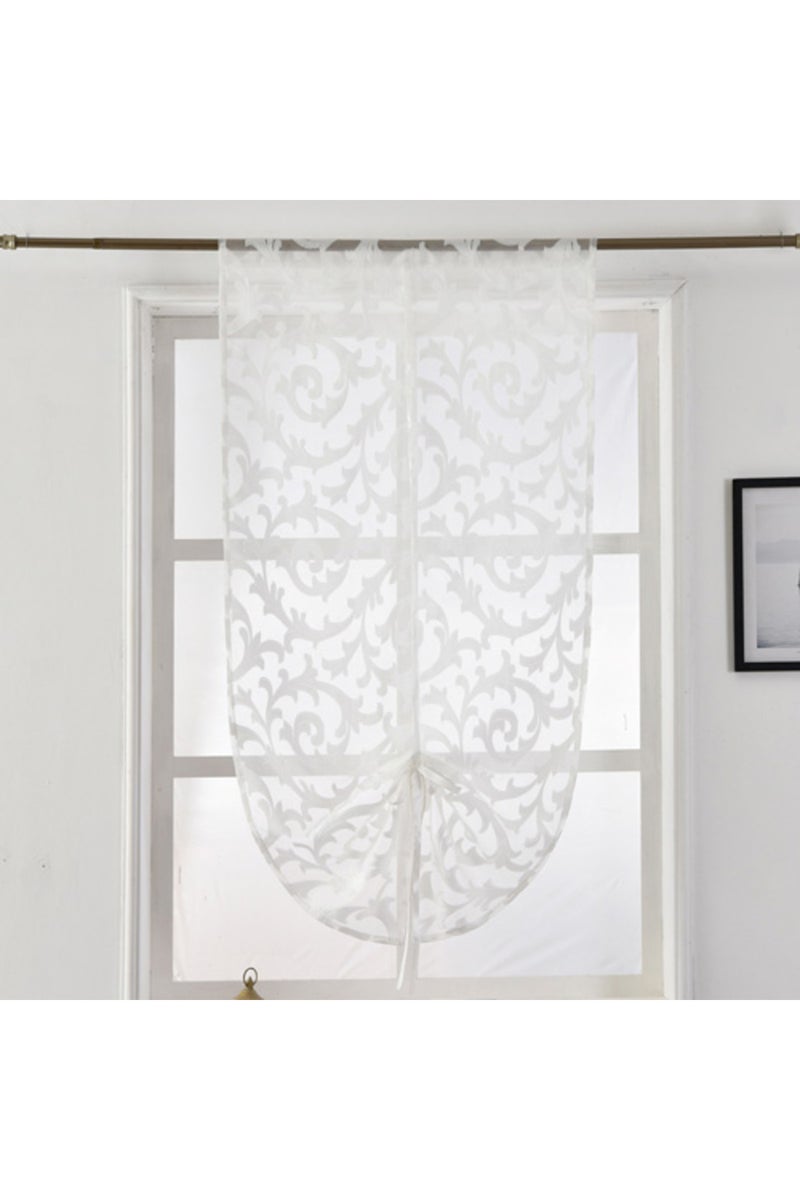 Rod Pocket W60cm L120cm White LEEJOOM Short Kitchen Curtain Modern Window Treatment Tie up Balloon H