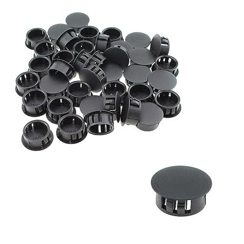 Maxmoral 40pcs 1" Flush Mount Black Plastic Body and Sheet Metal Hole Plug, Furniture Fencing Post Pipe Insert End Caps - Image 1
