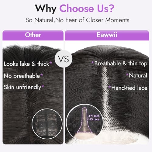 Eawwii Ombre Brown Short Wavy Wig for Women Lace Hairline Bob Style Synthetic Heat Resistant - Natural Appearance for Everyday Hairstyle 14 Inch - Image 3