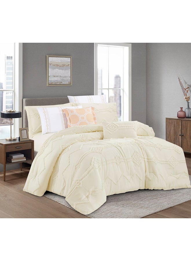 Hours - Comforter Set Made Of Soft Silky Fabric With A Modern Distinctive And Prominent Pattern That Satisfies All Tastes 8 Pieces King Size - Image 1