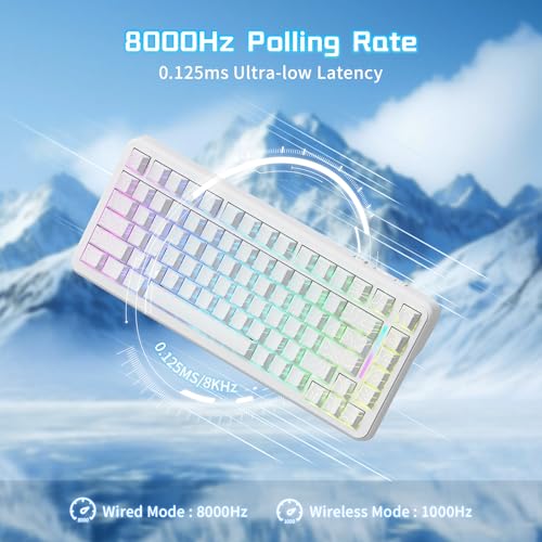 MAMBASNAKE ATTACK SHARK X82PRO HE 75% Wireless Rapid Trigger Gaming Keyboard, Hall Effect Magnetic Switch Keyboard with 0.01mm RT Adjustable Actuation, 8Khz Polling Rate, Hot-Swap, RGB, for PC Gamer (White) - Image 3