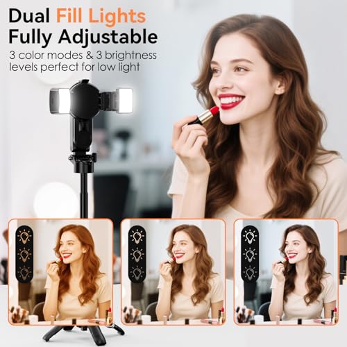 CloudValley Upgraded Magnetic Mini Selfie Stick Tripod with 2 Fill Lights 4in1 Pocket Size Phone Tripod with 360 Rotation Rechargeable Bluetooth Remote Foldable Grip for iPhone Vlog Photo Video - Image 3