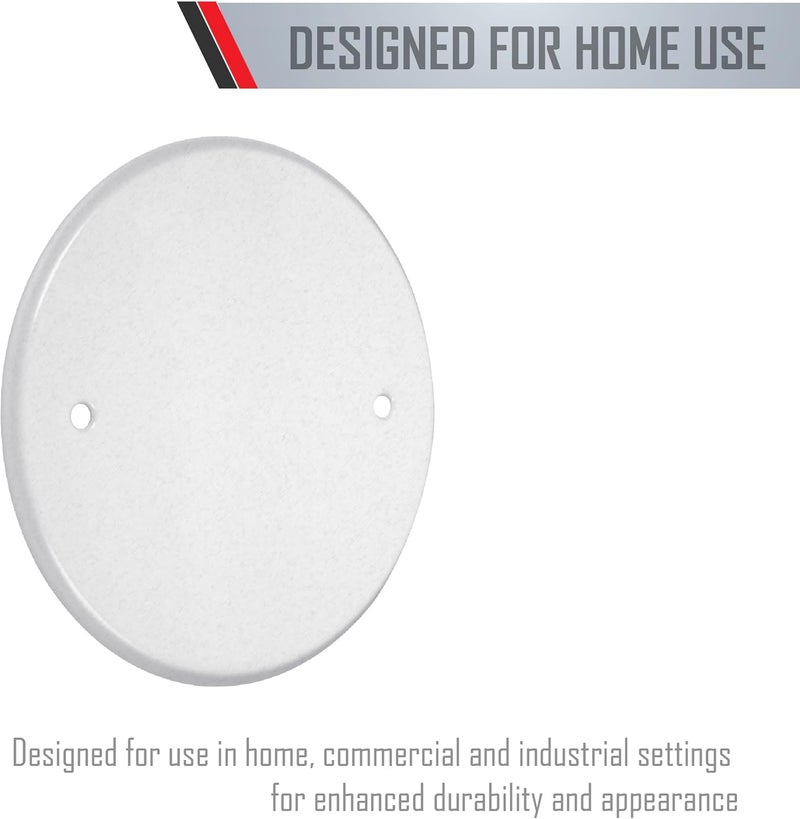 TayMac LPB3325 Flat Blank 5-Inch Round Standard Metallic Wallplate, White - Image 5