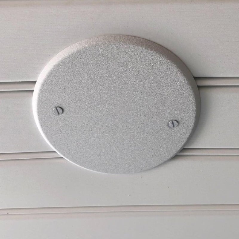 TayMac LPB3325 Flat Blank 5-Inch Round Standard Metallic Wallplate, White - Image 2