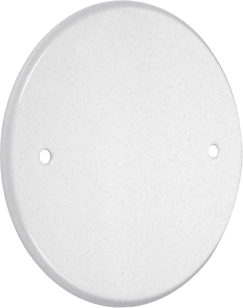 TayMac LPB3325 Flat Blank 5-Inch Round Standard Metallic Wallplate, White - Image 1
