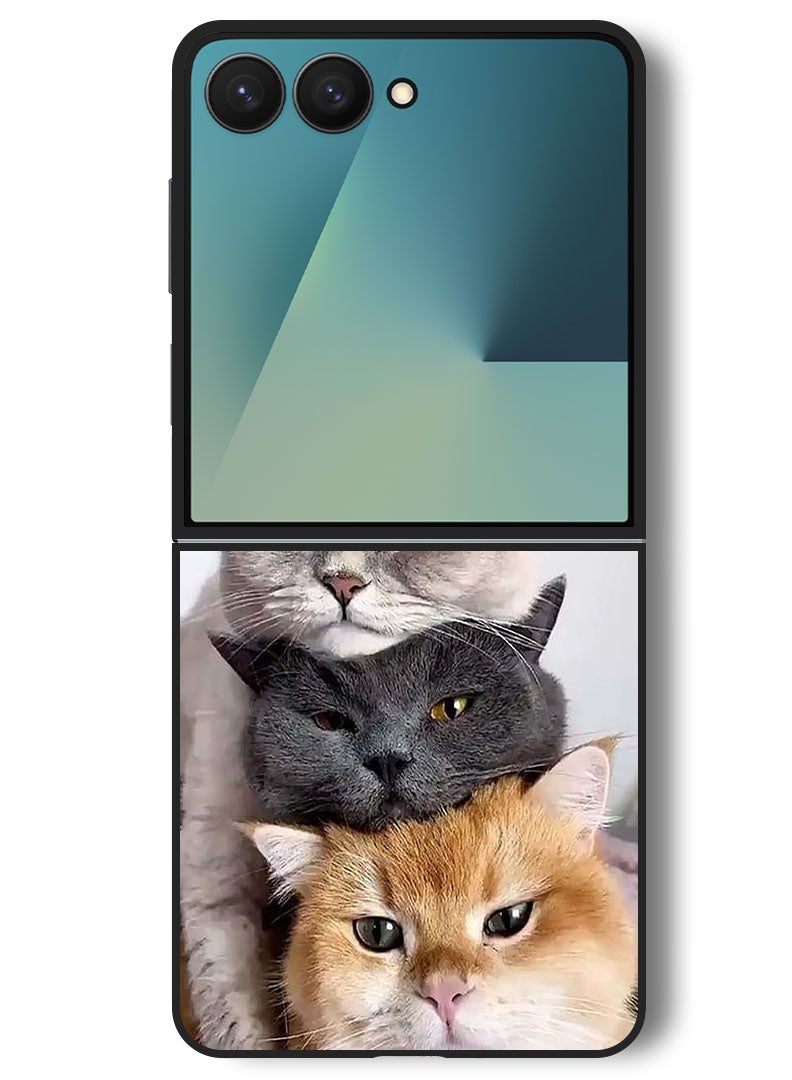 Theodor Case Compatible with Samsung Galaxy Z Flip 7 - 6.9 Inch Protection Shockproof Bumper Cover Cats - Image 1