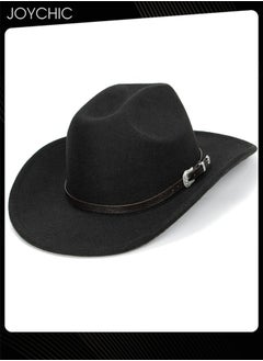 Joychic Classic Wide Brim Sun Protection Western Cowboy Style Hat  for Men Women Outdoor Travel Camping Black  - Image 1