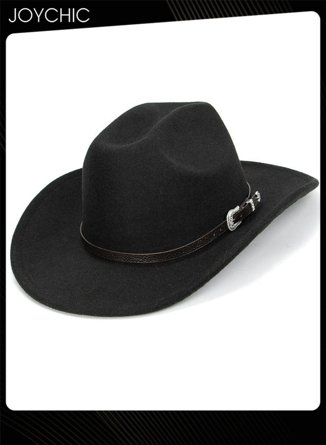 Joychic Classic Wide Brim Sun Protection Western Cowboy Style Hat  for Men Women Outdoor Travel Camping Black  - Image 1