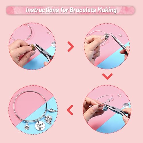 Phinicco Bangle Bracelets Making Kit 317 Pcs Charm Bracelet Making Kit with Expandable Bangles, Colorful Charms, Jump Rings and Pliers for for DIY Jewelry Crafting - Image 3
