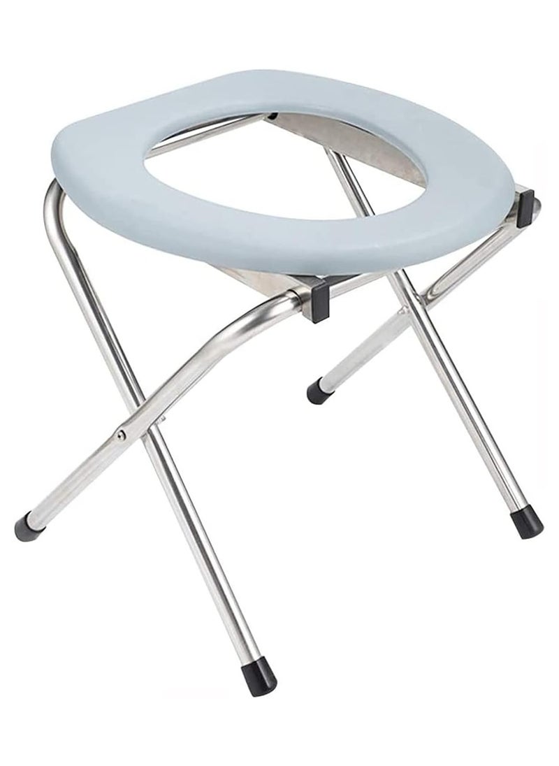 Generic - Portable Outdoor Folding Commode Toilet Seat,Stainless Steel Portable Potty Commode Chair,Perfect for Camping,Traveling,Hiking,Fishing,Outdoor Living,Grey - Image 1