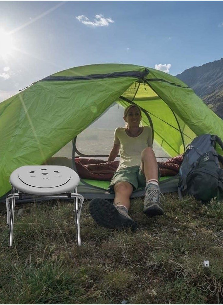 Generic - Portable Outdoor Folding Commode Toilet Seat,Stainless Steel Portable Potty Commode Chair,Perfect for Camping,Traveling,Hiking,Fishing,Outdoor Living,Grey - Image 1