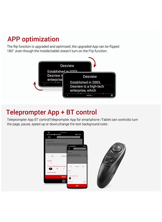 Generic - Smartphone/Tablet/DSLR Camera Teleprompter Prompter with Remote Control Lens Adapters Cleaning Cloth Supports Wide Angle Lens for Stage Speech Live Streaming Online Video Vlog - Image 1