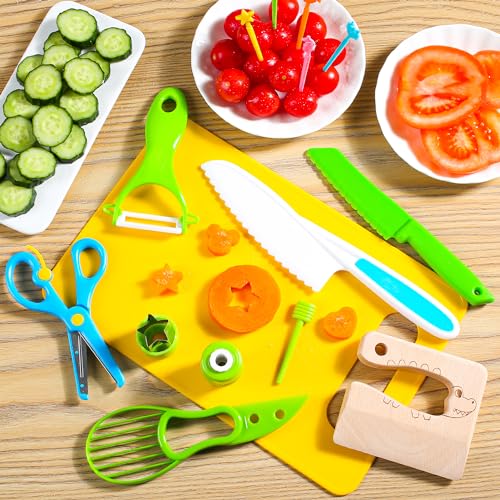 Hirger 40Pcs Kids Knife Set for Real Cooking Montessori Kitchen Tools for Toddlers Kitchen Toy for 3 4 5 6 7 8 9 10 Year Old Boys Girls Birthday Gifts - Image 5