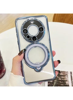 For Huawei Mate 60 Pro / 60 Pro+ Electroplating MagSafe 360 Degree Rotation Holder Shockproof Phone Case(Blue)
