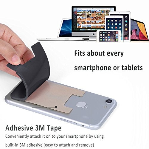 YWXTW Silicone 3M Adhesive Stick-on Wallet for Credit Card, Ultra-Slim Id Holder Wallet Pouch Sleeve Pocket for Smartphones (iPhone/Android/Samsung Galaxy) (3 Pack White) - Image 5