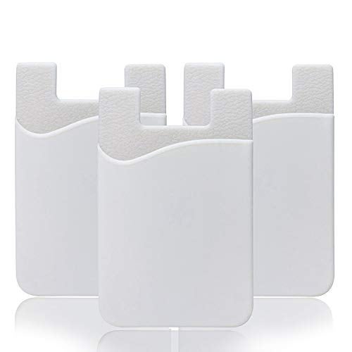 YWXTW Silicone 3M Adhesive Stick-on Wallet for Credit Card, Ultra-Slim Id Holder Wallet Pouch Sleeve Pocket for Smartphones (iPhone/Android/Samsung Galaxy) (3 Pack White) - Image 1