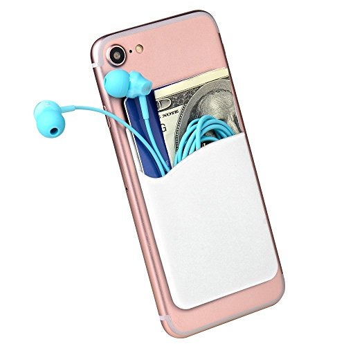 YWXTW Silicone 3M Adhesive Stick-on Wallet for Credit Card, Ultra-Slim Id Holder Wallet Pouch Sleeve Pocket for Smartphones (iPhone/Android/Samsung Galaxy) (3 Pack White) - Image 2
