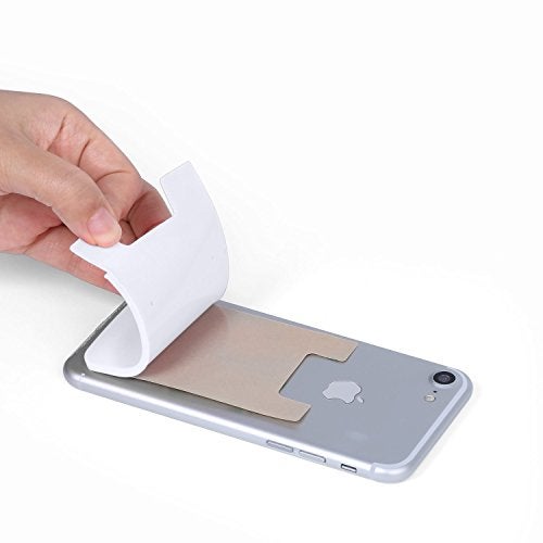 YWXTW Silicone 3M Adhesive Stick-on Wallet for Credit Card, Ultra-Slim Id Holder Wallet Pouch Sleeve Pocket for Smartphones (iPhone/Android/Samsung Galaxy) (3 Pack White) - Image 4