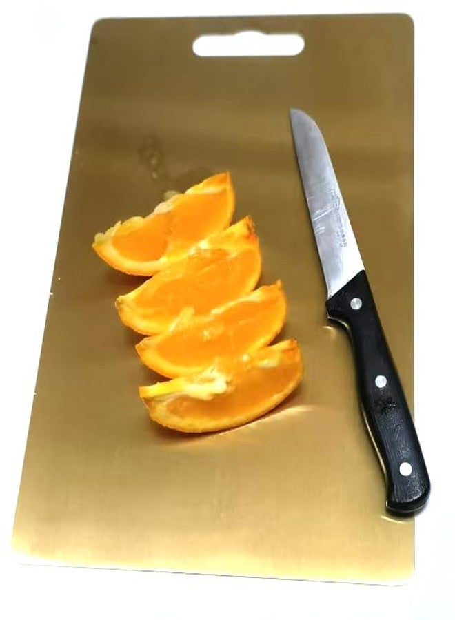 JNXHON Kitchen tools Titanium Cutting Board Stainless steel double-sided Cutting Board, Stainless steel and face pad suitable for Cutting various fruits, seafood, Fish, Vegetables, and Mea (golden) - Image 1