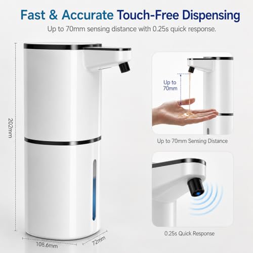 Sigerio Automatic Liquid Soap Dispenser, 9 Adjustable Levels, 380ml/12.8oz, Touchless Hand Soap or Dish Soap Dispenser,IR Sensor & Display,Wall-Mount or Tabletop Use for Bathroom Kitchen - Image 4