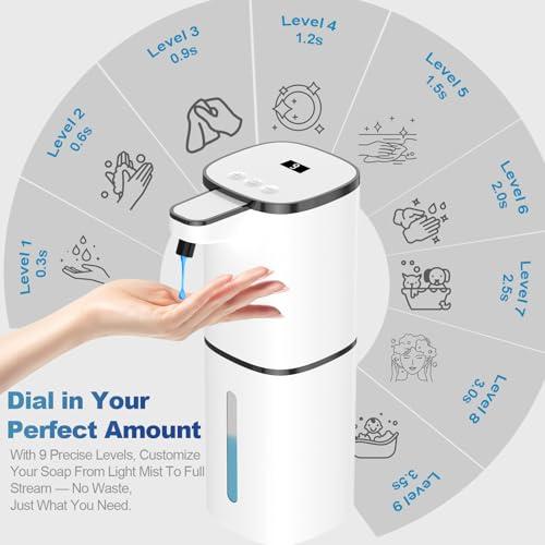 Sigerio Automatic Liquid Soap Dispenser, 9 Adjustable Levels, 380ml/12.8oz, Touchless Hand Soap or Dish Soap Dispenser,IR Sensor & Display,Wall-Mount or Tabletop Use for Bathroom Kitchen - Image 3