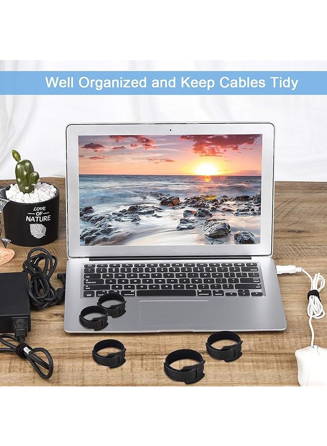erorex Cable Ties Adjustable Reusable Cord Organizer Velcro Straps And Cable Ties Velcro Cord Wraps And Velcro Strips For Neat Cable Management Black 100Pcs - Image 5
