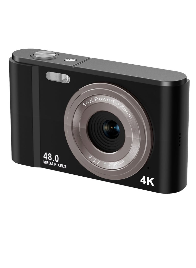 Portable Digital Camera 48MP 4K 2.88-inch IPS Screen 16X Zoom Auto Focus Self-Timer 32GB Extended Memory Face Detection Anti-shaking