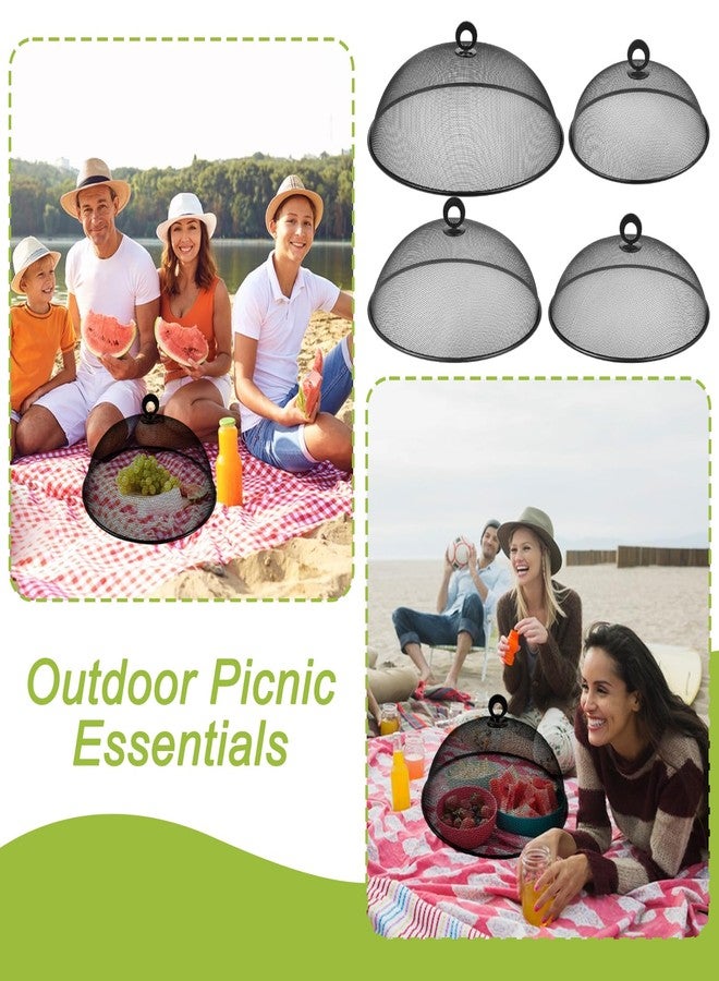Foxtell 8 Pcs Metal Mesh Food Cover 14" 12" 11" 10" Mesh Food Tents Fly Fruit Screen Food Net Dome Screen Plate Covers for Dinner Plates Reusable Picnic Food Umbrella for Table, Camping, Outside Parties - Image 4