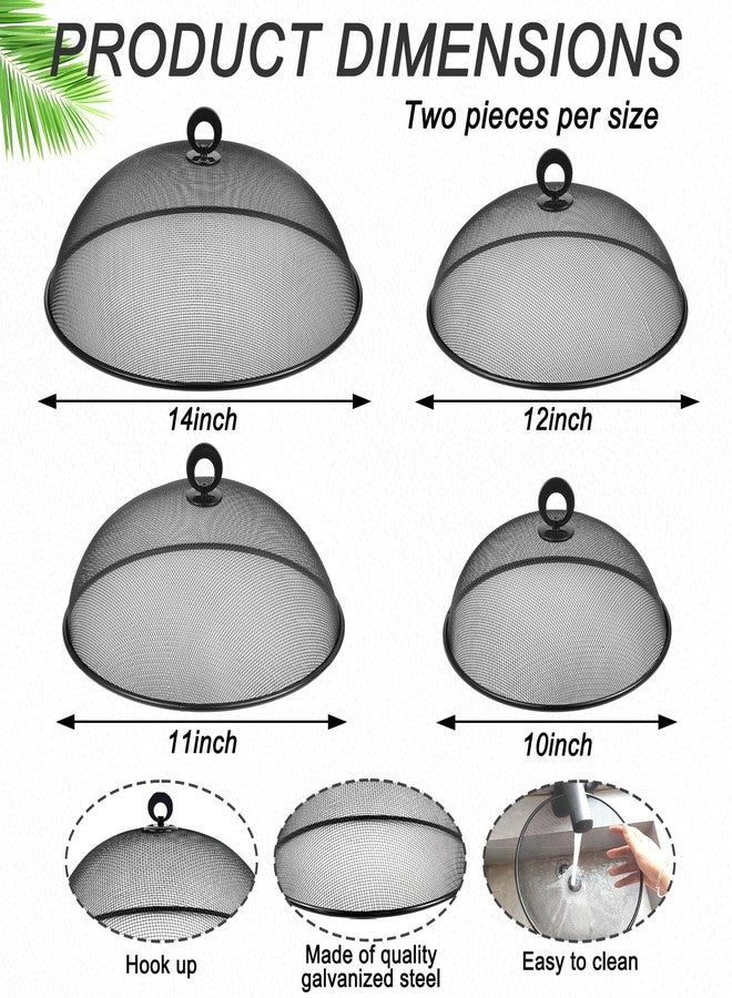 Foxtell 8 Pcs Metal Mesh Food Cover 14" 12" 11" 10" Mesh Food Tents Fly Fruit Screen Food Net Dome Screen Plate Covers for Dinner Plates Reusable Picnic Food Umbrella for Table, Camping, Outside Parties - Image 2