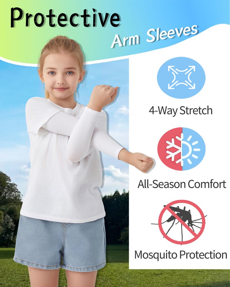 VNLEXMC 4/6 Pairs Arm Sleeves for Kids â€“ Sun Protection Cooling Compression Sleeves for Boys,Girls & Youth,Sports,Gardening (4 Black) - Image 4