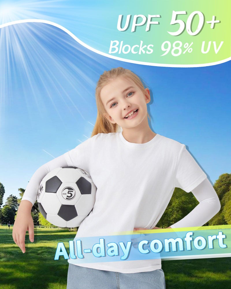 VNLEXMC 4/6 Pairs Arm Sleeves for Kids â€“ Sun Protection Cooling Compression Sleeves for Boys,Girls & Youth,Sports,Gardening (4 Black) - Image 5