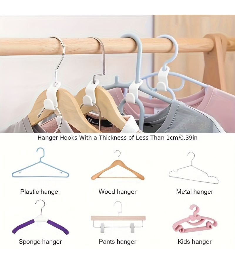White 17Pcs Gravity Wardrobe Organizer with Hooks Space Saving Sturdy - Image 2