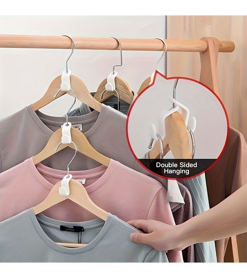 White 17Pcs Gravity Wardrobe Organizer with Hooks Space Saving Sturdy - Image 3