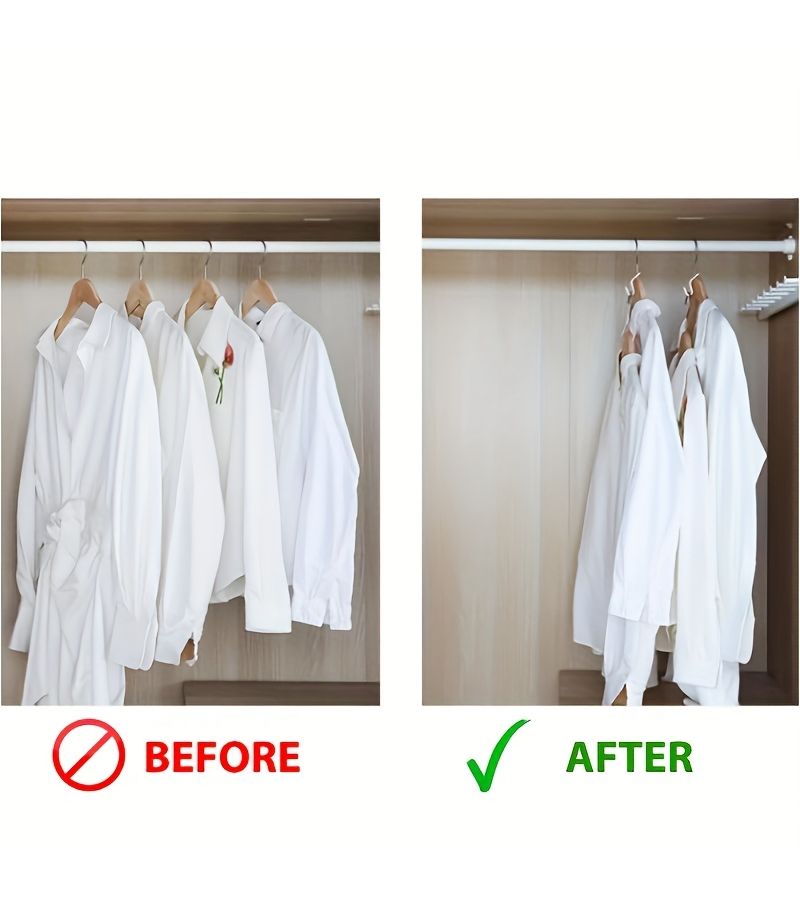 White 17Pcs Gravity Wardrobe Organizer with Hooks Space Saving Sturdy - Image 5