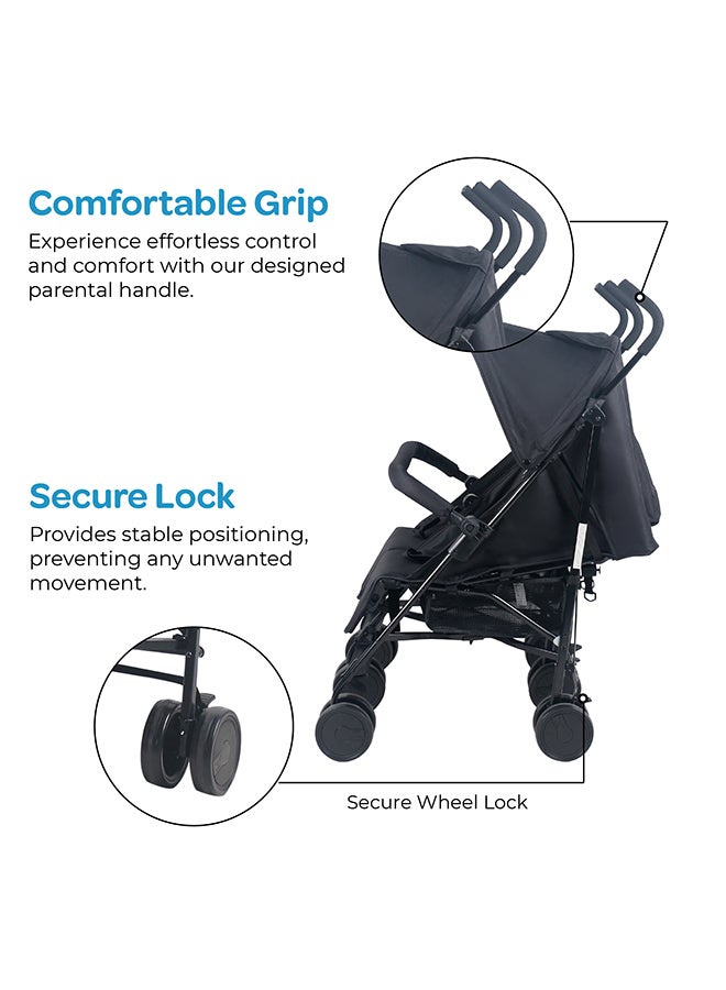 Moon Twinnzi Double Stroller for Twins & Siblings – Side by Side Duo Tandem Pram for Infant & Toddler (0-3 Years), Lightweight, UV Canopy, Adjustable Recline Seats-Upto 15kg per Seat - Black - Image 3