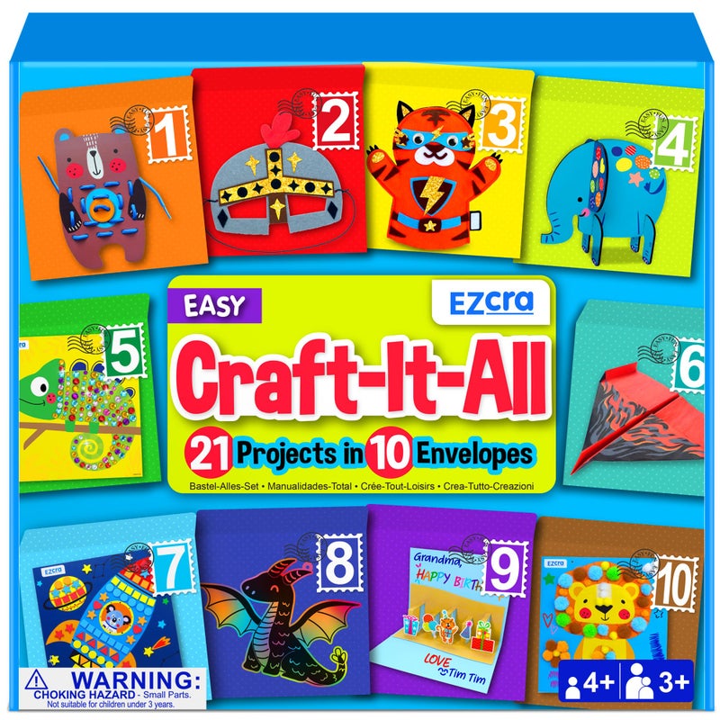 EZCRA Craft Kits for Kids Ages 4-8 â€“ 21 Projects in 1 Craft Box for Kids â€“ All Inclusive No Mess Arts and Crafts Kit, Educational Activity Box for Boys & Girls - Image 1