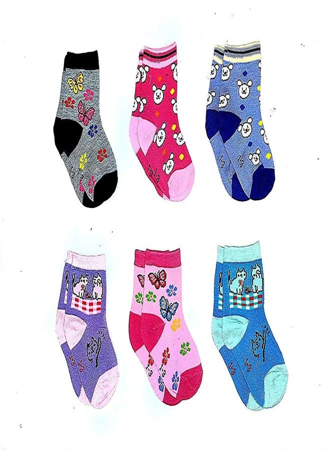 V3E Prime Unisex Kids Cotton Regular Socks (Pack of 6, Multicolour, 8-9Years)