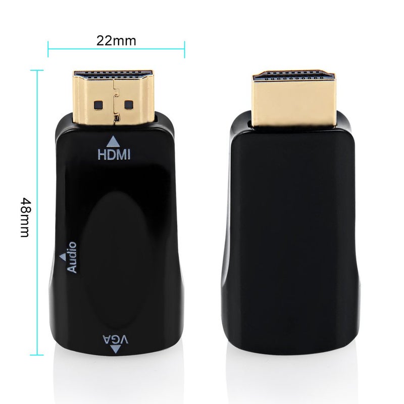 Microware Microware 1080P Black HDMI Male to VGA Female Video Converter Adapter with 3.5mm Audio Cable for PC, Laptops, TV, DVD Black - Image 4