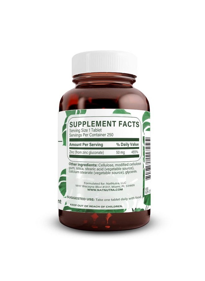 Natural Nutra Zinc Gluconate 50Mg Supplement For Immune Support Skin Enhance Taste And Smell Gluten Free 50Mg 250 Vegan Tablets  - Image 3