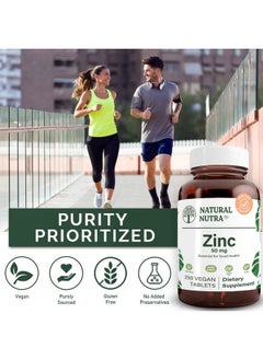 Natural Nutra Zinc Gluconate 50Mg Supplement For Immune Support Skin Enhance Taste And Smell Gluten Free 50Mg 250 Vegan Tablets  - Image 5