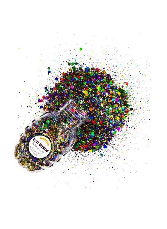 Neva Nude Face And Body Glitter Keychain Chunky Loose Glitter For Festivals, Raves, And More ; Cosmetic Grade ; Super Sparkly (Rainbow Brite Multicolor Holographic Glitz Grenade)  - Image 1