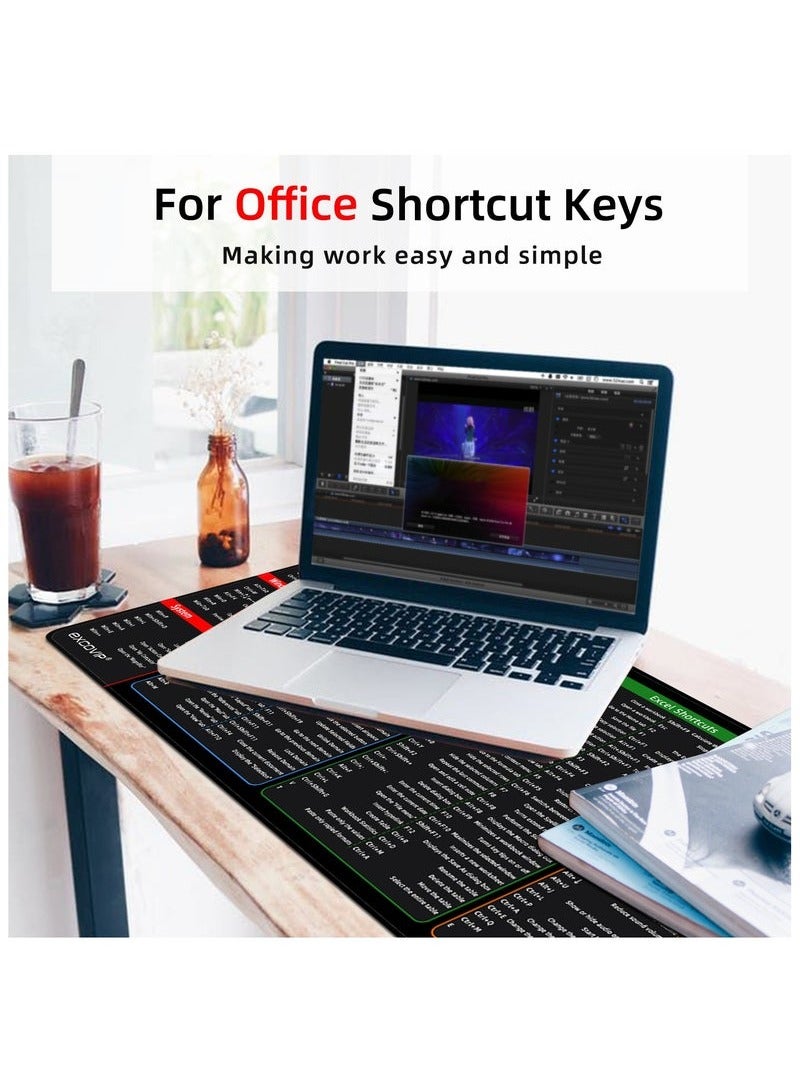 Large Mouse Pad, Office Shortcut Mouse Pad, Extended Computer Mouse Pad/Desk Mat with Stitched Edges for Word/Excel/PPT (800*300*3mm) - Image 3