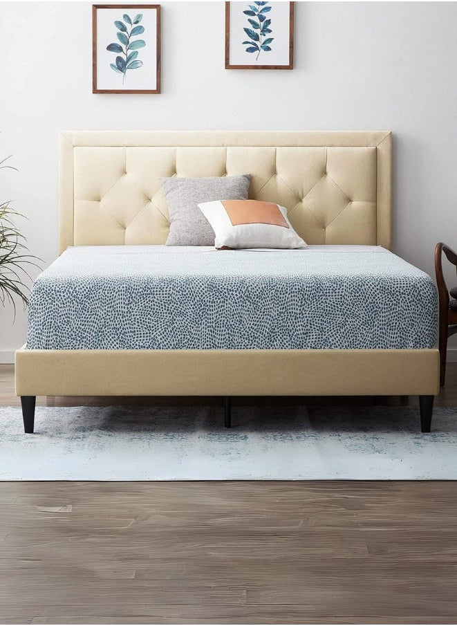 Bed and Mattress Zone Wilson Ottoman Tufted Upholstered Bed 190x90 Single Size Beige Color 
