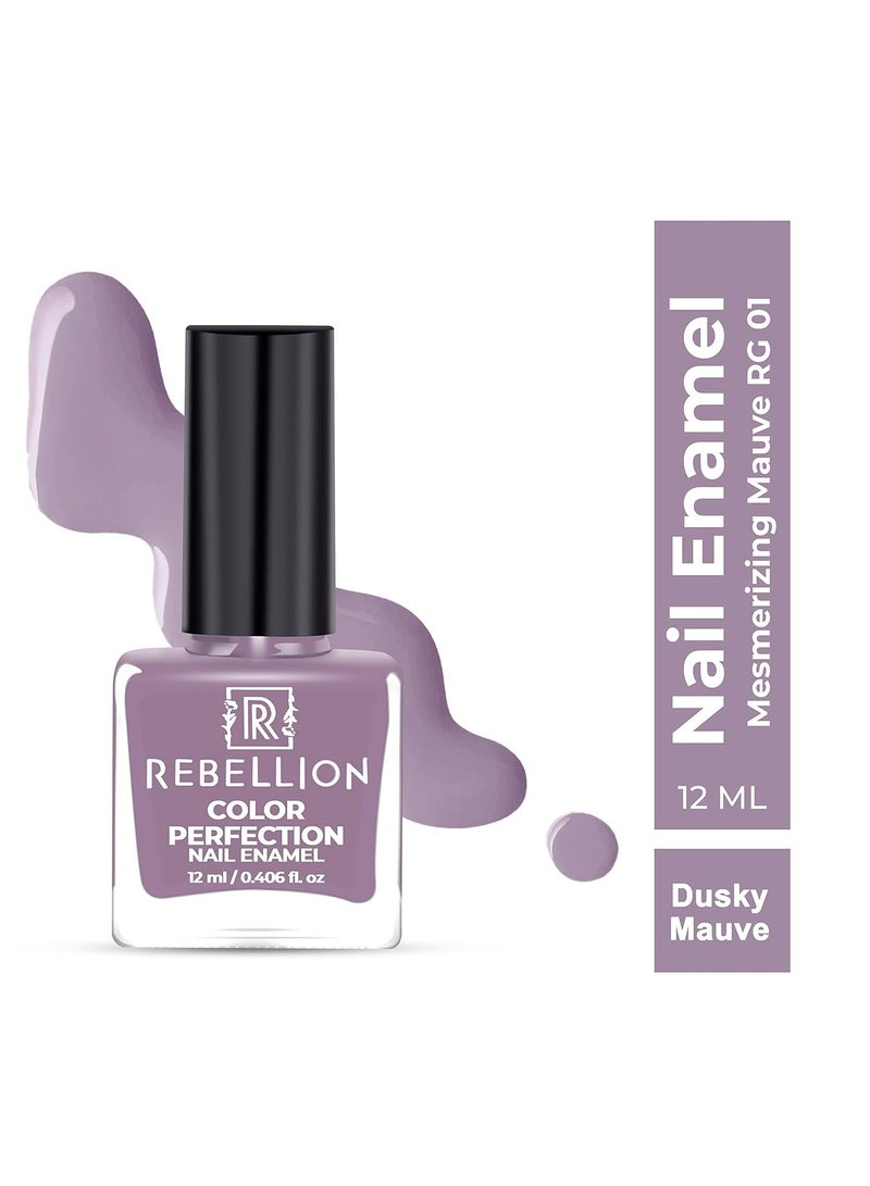 Rebellion Color Perfection Nail Enamel 12ml Dusky mauve Mesmerizing Mauve RG01 - Image 2