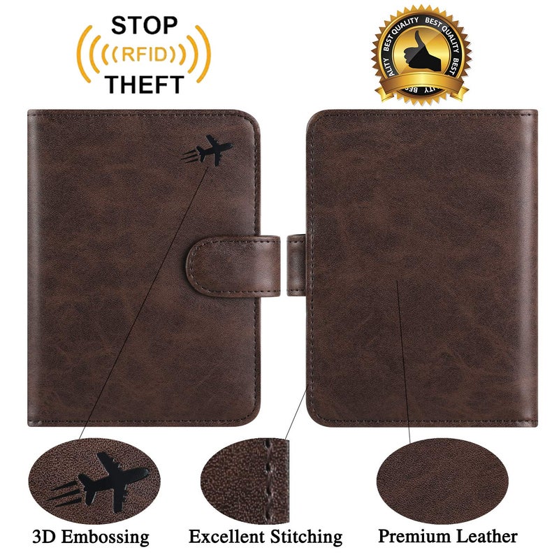 PASCACOO Passport Holder Cover Wallet RFID Blocking Leather Card Case Travel Accessories for Women Men (Z #Chocolate)  - Image 4